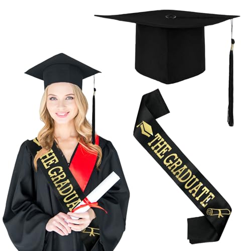Ahuananhu Bachelor Hut Unisex, Unisex Doktorhut Graduation Cap, Verstellbarer Bachelor Abschluss Hut in Schwarz für Studium, Universität, Hochschule und Abiturfeiern (A) von Ahuananhu