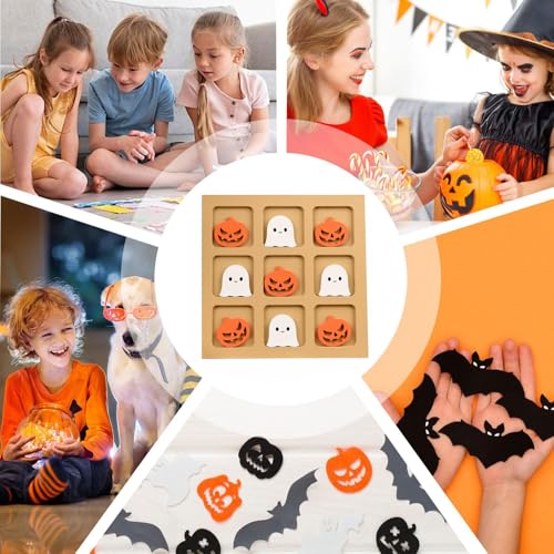 Ahuuen Brettspiele Für Die Familie - Logik Holz DREI Gewinnt Schach,Strategie Halloween Gesellschaftsspiel für Kinder und Erwachsene für Nacht Zuhause Schule Camping Flugzeug Auto Verabredung und von Ahuuen