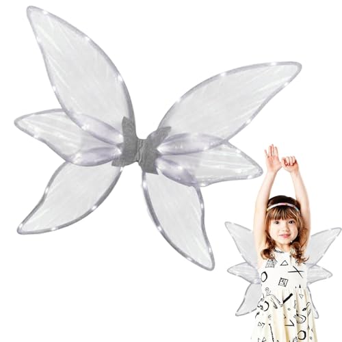 Ahuuen Funkelnde transparente Flügel - LED-Leuchtflügel, 6 Stück Flügel - Cosplay-Flügel für Halloween-Cosplay-Feiertagsparty, leuchtende Accessoires für Kinder, Mädchen und Frauen, Cosplay-Flügel Ahuuen Funkelnde transparente Flügel - LED-Leuchtflügel, 6 Stück Flügel - Cosplay-Flügel für Halloween-Cosplay-Feiertagsparty, leuchtende Accessoires für Kinder, Mädchen und Frauen, Cosplay-Flügel von Ahuuen