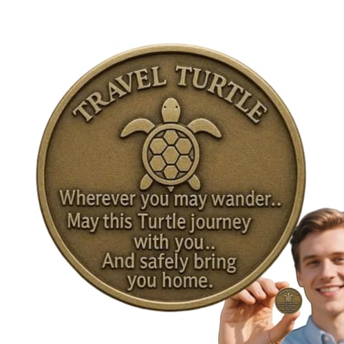 Ahuuen Glücksmünze,Wandernschildkröte Gedenkmünze | Metall Sammlerstück mit doppelseitigem Segensspruch für Geburtstag Abschluss Jahrestag Ahuuen Glücksmünze,Wandernschildkröte Gedenkmünze | Metall Sammlerstück mit doppelseitigem Segensspruch für Geburtstag Abschluss Jahrestag von Ahuuen
