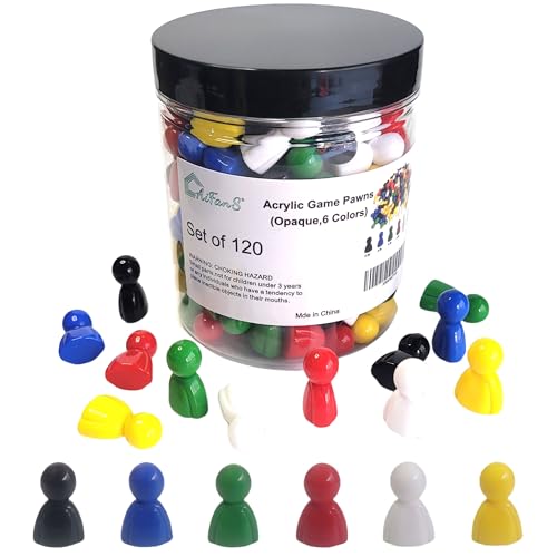 AiFanS 120 Stück Spielfiguren – undurchsichtige Kunststoff-Brettspielteile in 6 Farben mit tragbarer Aufbewahrungsbox, ideale Spielsteine für Brettspiele und Tischspiele von AiFanS