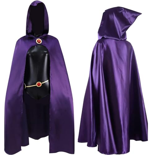 AiMiAO Raven Cosplay-Kostüm für Damen, Deluxe-Overall mit violettem Umhang, Gürtel, Zubehör, Halloween, Cosplay-Uniform für Erwachsene, Größe M AiMiAO Raven Cosplay-Kostüm für Damen, Deluxe-Overall mit violettem Umhang, Gürtel, Zubehör, Halloween, Cosplay-Uniform für Erwachsene, Größe M von AiMiAO