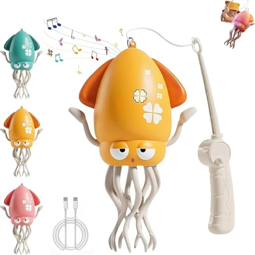 AiQiMinHao Electric Dancing Octopus Toy, 2025 Neu Elektrisch Tanzender Oktopus Spielzeug, Automatisch Hindernisvermeidung Tanzenden Oktopus Mit LED-Lichtern Und Musik, Für Jungen Mädchen (Gelb) von AiQiMinHao