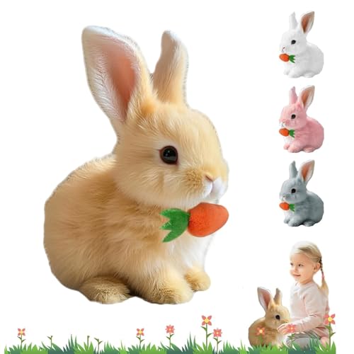 AiQiMinHao Realistic Bunny Toy, Bunny Mein realistisches Kaninchen, Hüpfender Hase Spielzeug, 2025 New Hüpfendes Kaninchen Spielzeug, Ostern Plüschhase mit Geräuschen Bewegungen (Braun) von AiQiMinHao