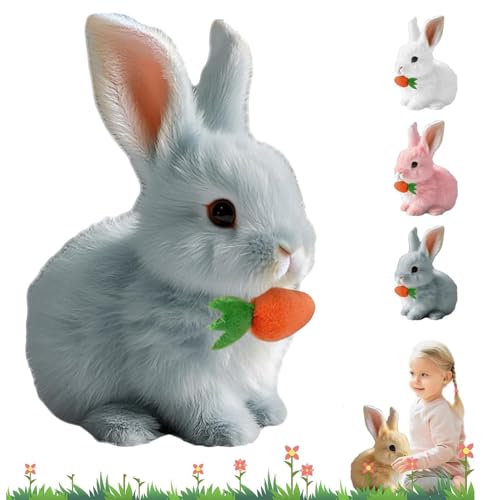 AiQiMinHao Realistic Bunny Toy, Bunny Mein realistisches Kaninchen, Hüpfender Hase Spielzeug, 2025 New Hüpfendes Kaninchen Spielzeug, Ostern Plüschhase mit Geräuschen Bewegungen (Grau) von AiQiMinHao