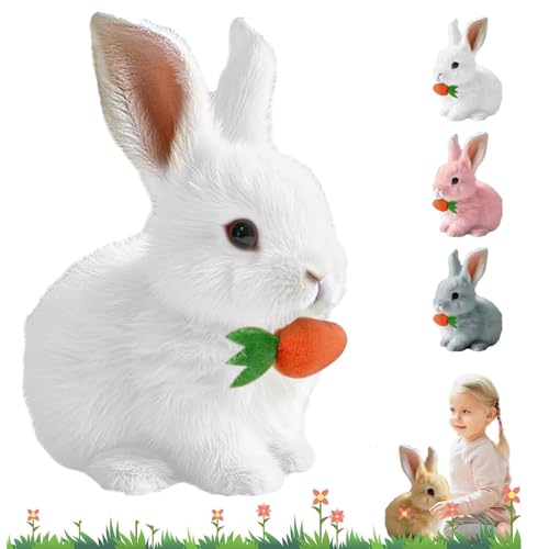 AiQiMinHao Realistic Bunny Toy, Bunny Mein realistisches Kaninchen, Hüpfender Hase Spielzeug, 2025 New Hüpfendes Kaninchen Spielzeug, Ostern Plüschhase mit Geräuschen Bewegungen (Weiß) von AiQiMinHao