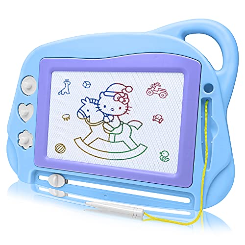 AiTuiTui Magnetisches Zeichen-Doodle Board für Kinder, Reisegröße, Buntes Schreibtablett, Mini-Radierbar, Skizzenblock, Lernspielzeug für Kleinkinder 2 3 4, Blau von AiTuiTui