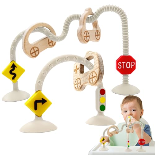 AiTuiTui Saugnapf Sensorik Beißring Spielzeug ab 1 Jahr, Zahnen Baby Hilfe beißspielzeug für Neugeborene Babys 0 3 4 5 6 8 9 10 Monate Jungen Mädchen Ostern, Beige von AiTuiTui