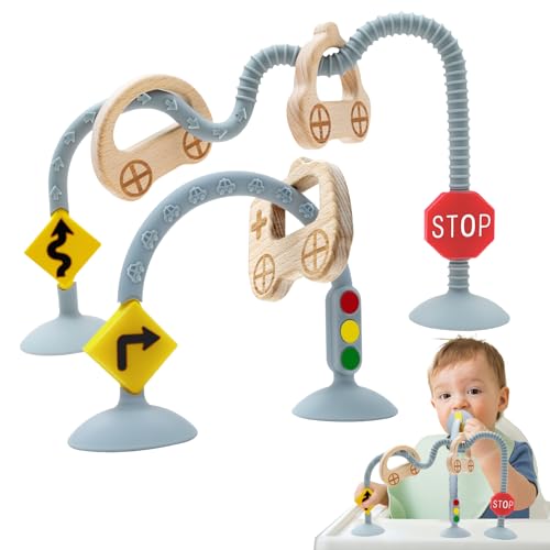 AiTuiTui Saugnapf Sensorik Beißring Spielzeug ab 1 Jahr, Zahnen Baby Hilfe beißspielzeug für Neugeborene Babys 0 3 4 5 6 8 9 10 Monate Jungen Mädchen Ostern, Blau von AiTuiTui