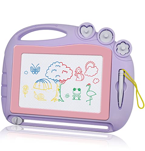 AiTuiTui Zaubertafel Maltafel Magnettafel Reisegröße, Magnetische Zaubertafeln Kinder Bunt Zeichenbrett Pädagogische Spielzeug-Geschenk mit 3 Stempel für Kinder 3 4 5 Jahre Geschenke (Violett) von AiTuiTui