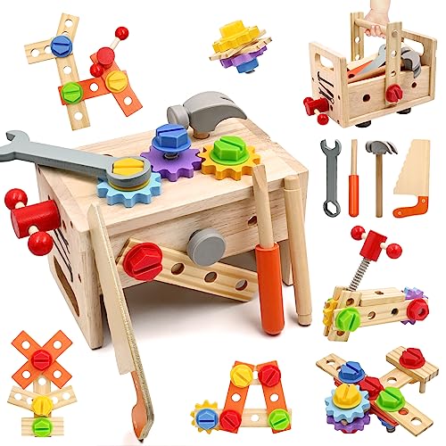 Werkzeugkoffer Kinder Spielzeug ab 2 3 4 Jahre, Montessori Holzspielzeug Kinderwerkzeug Werkzeugbank Lernspiele Werkzeugset Schraubspielzeug Hämmerchenspiel Spiele Geschenke Junge MäDchen ab 3 Jährige Werkzeugkoffer Kinder Spielzeug ab 2 3 4 Jahre, Montessori Holzspielzeug Kinderwerkzeug Werkzeugbank Lernspiele Werkzeugset Schraubspielzeug Hämmerchenspiel Spiele Geschenke Junge MäDchen ab 3 Jährige von AiTuiTui