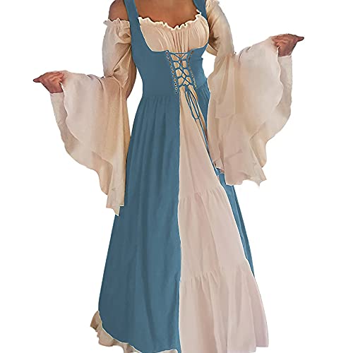 Aibaowedding Renaissance Kleid Damen Mittelalter Kleid Mittelalter Kostüme Damen(Eisblau,2xl/3xl) von Aibaowedding