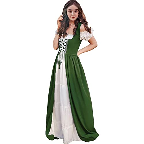 Aibaowedding Renaissance Kleid Damen Mittelalter Kleid Mittelalter Kostüme Damen(Green,2xl/3xl) von Aibaowedding