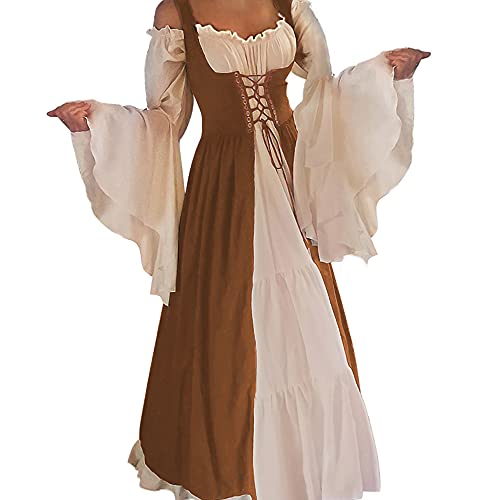 Aibaowedding Renaissance Kleid Damen Mittelalter Kleid Mittelalter Kostüme Damen(Khaki,l/xl) von Aibaowedding