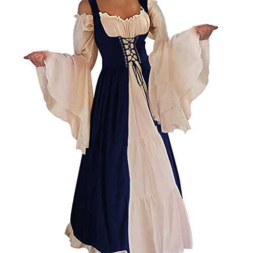 Aibaowedding Renaissance Kleid Damen Mittelalter Kleid Mittelalter Kostüme Damen(Navy Blue,s/m) von Aibaowedding