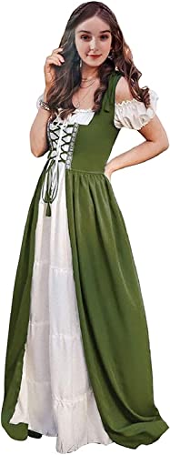 Aibaowedding Renaissance Kleid Damen Mittelalter Kleid Mittelalter Kostüme Damen(Olive,l/xl) von Aibaowedding