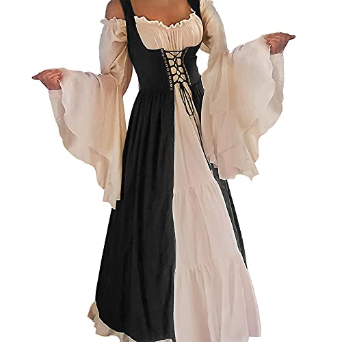 Aibaowedding Renaissance Kleid Damen Mittelalter Kleid Mittelalter Kostüme Damen(Schwarz,2xl/3xl) von Aibaowedding