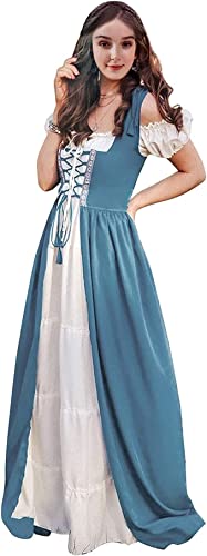 Aibaowedding Renaissance Kleid Damen Mittelalter Kleid Mittelalter Kostüme Damen(iceblue,2xl/3xl) von Aibaowedding