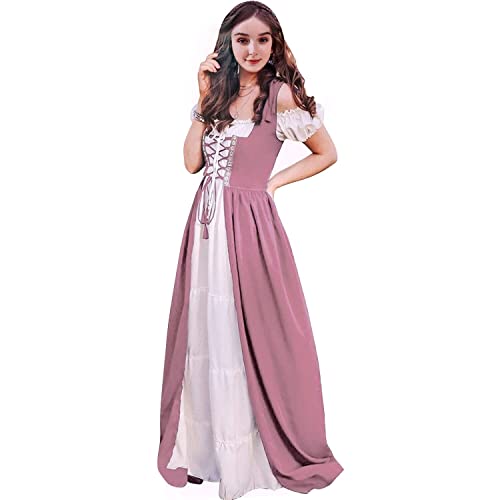 Aibaowedding Renaissance Kleid Damen Mittelalter Kleid Mittelalter Kostüme Damen(rosa,2xl/3xl) von Aibaowedding