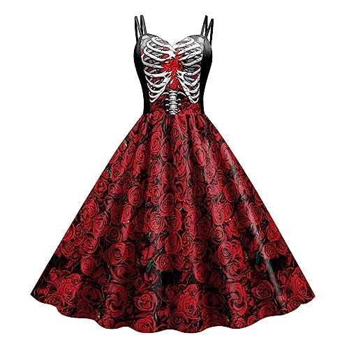 Aibyks Gothic Damen Kleid | Party-Kostüm-Outfits für Halloween | Weiche Halloween-Gothic-Sling-Kleider für Damen von Aibyks