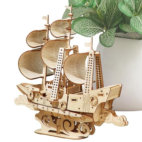 Aibyks Holzboot-Puzzle, Holzboot-Schiffsbausatz | Holzschiff-Puzzle-Modellbausatz | Holzboot-Bausatz aus Holz für Kinder von Aibyks