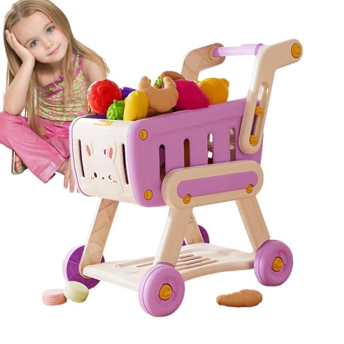 Aibyks Kinder Spielen Einkaufswagen, Spielzeug-Einkaufswagen,Kinder-Einkaufswagen mit vorgetäuschtem Essen | Rollenspiel für kleine Mädchen und Jungen, kinderfreundliches Rollenspielzeug für Kinder 3 von Aibyks