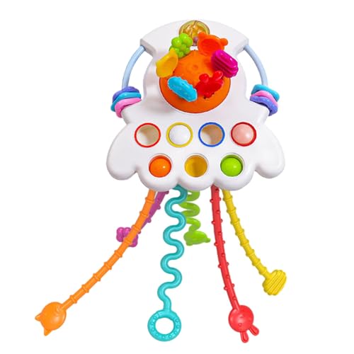 Aibyks Kleinkind-Pull-String-Aktivitätsspielzeug | Sensorisches Spielzeug für Kinder | Tragbares, wiederverwendbares Lernspielzeug für motorische Fähigkeiten, Zahnungshilfe für Jungen und Mädchen, von Aibyks