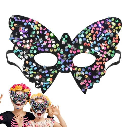 Aibyks Maskerade-Party-Gesichtsbedeckung,Maskerade-Gesichtsbedeckung,Bling Pailletten Gesichtsdekor-Abdeckung für Frauen | Bühnenshow-Kostüm, halbe Schmetterlingsform, Cosplay-Gesichtsbedeckung von Aibyks