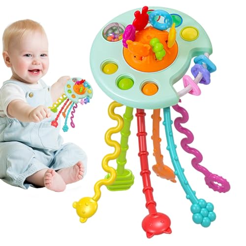 Aibyks Montessori Kleinkind Reise-Pull-String-Spielzeug, Sensorisches Spielzeug zum Aufbau von Fähigkeiten, Tragbares, wiederverwendbares Lernspielzeug für motorische Fähigkeiten, Zahnungshilfe für von Aibyks
