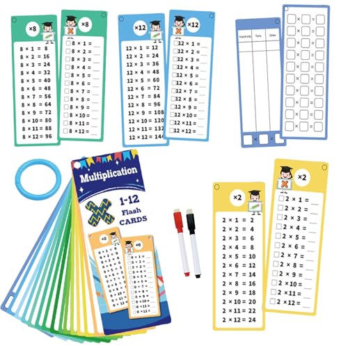 Aibyks Multiplikations -Flash -Karten, Multiplikationstisch -Flash -Karten | Flash -Karten für Kinder - Doppelseitiges Spielzeug mit 2 trockenen Stiften für die Lernstufe des Kindes von Aibyks