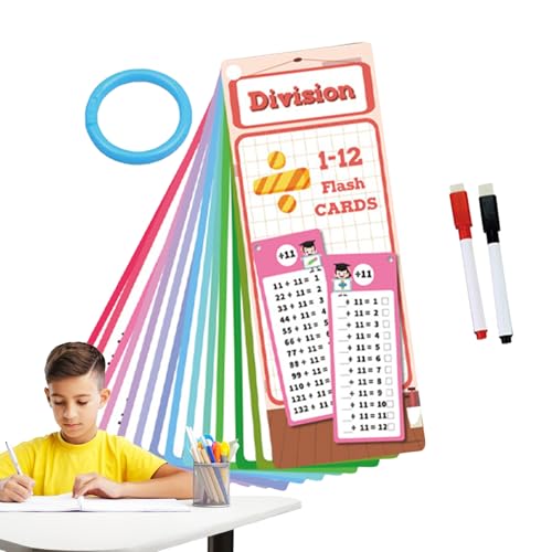 Aibyks Multiplikationstisch -Flash -Karten, Flash -Karten Multiplikation - Flash -Karten für Kinder | Doppelseitiges Spielzeug mit 2 trockenen Stiften für die Lernstufe des Kindes von Aibyks