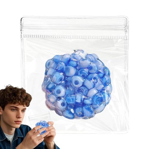 Stressball Zum Drücken - Weicher Stressabbau Zappelspielzeug | Handgefertigte Perlenkugeln Quetschbar Sensorisches Zappelspielzeug | Preifer Squeeze Accessoires Für Kinder Erwachsene (Blau) von Aibyks