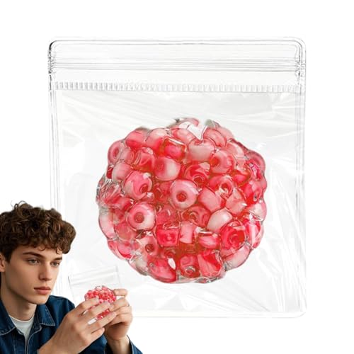 Stressball Zum Drücken - Weicher Stressabbau Zappelspielzeug | Handgefertigte Perlenkugeln Quetschbar Sensorisches Zappelspielzeug | Preifer Squeeze Accessoires Für Kinder Erwachsene (Rot) von Aibyks
