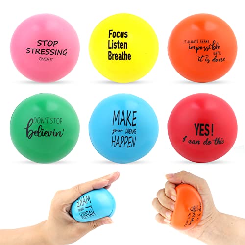 Aicharynic 6 Stück Stressball Erwachsene, Antistressball Squeeze Bälle mit Inspirierenden Worten, Anti Stress Spielzeug Finger Übung/Stress Relief Emotionale Spielzeug Kleine Geschenke für Kinder von Aicharynic