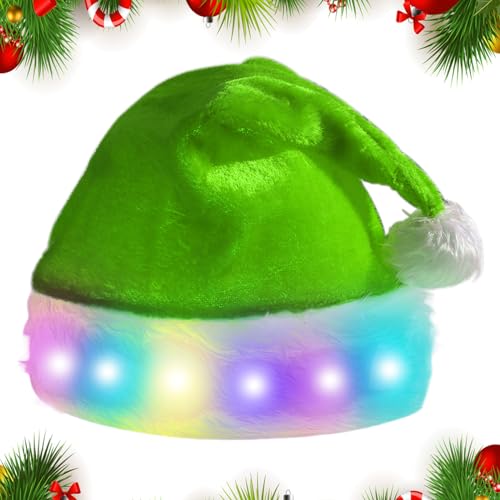 Aicharynic LED Weihnachtsmütze, Erwachsene Nikolausmütze Grün Nikolausmütze Farbe LED-Lichter-Design Weihnachtsmütze LED Plüsch Weihnachtsmützen für Weihnachten Partys Feiertage und Neujahrsgeschenk Aicharynic LED Weihnachtsmütze, Erwachsene Nikolausmütze Grün Nikolausmütze Farbe LED-Lichter-Design Weihnachtsmütze LED Plüsch Weihnachtsmützen für Weihnachten Partys Feiertage und Neujahrsgeschenk von Aicharynic