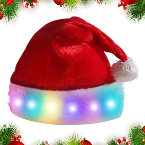 Aicharynic LED Weihnachtsmütze, Erwachsene Nikolausmütze Rot Nikolausmütze Farbe LED-Lichter-Design Weihnachtsmütze LED Plüsch Weihnachtsmützen für Weihnachten Partys Feiertage und Neujahrsgeschenk Aicharynic LED Weihnachtsmütze, Erwachsene Nikolausmütze Rot Nikolausmütze Farbe LED-Lichter-Design Weihnachtsmütze LED Plüsch Weihnachtsmützen für Weihnachten Partys Feiertage und Neujahrsgeschenk von Aicharynic