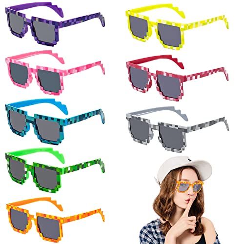 Thug Life Sonnenbrille: 8 Paare Pixel Sonnenbrille, Bunt Pixel Brille Thug Life Brille für Erwachsene, Thug Life Party- Sonnenbrille, Mosaik Brille Lustige Sonnenbrille für Geburtstagsfeier Karneval von Aicharynic