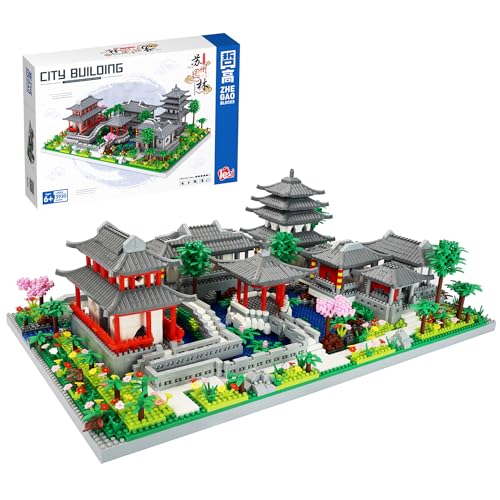Aigidusansu Chinesische Suzhou-Gärten Straßenansicht Mini Bausteine, MOC Creative STEM Toys Architektur mädchen Model Set, 3930 PCS Klemmbausteine Haus Creative Geschenk für Jungen von Aigidusansu