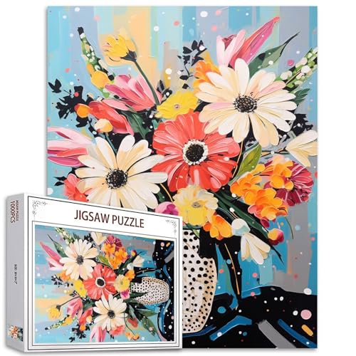 1000 Teile Blumen in Vase, Puzzles für Erwachsene, Gerbera-Puzzles, Blumen, botanische Kunst, Puzzle, herausfordernde Familienaktivitäten, buntes Bastelpuzzle für Heimdekoration, Geschenke, 50 x 70 cm 1000 Teile Blumen in Vase, Puzzles für Erwachsene, Gerbera-Puzzles, Blumen, botanische Kunst, Puzzle, herausfordernde Familienaktivitäten, buntes Bastelpuzzle für Heimdekoration, Geschenke, 50 x 70 cm von Aihonmin