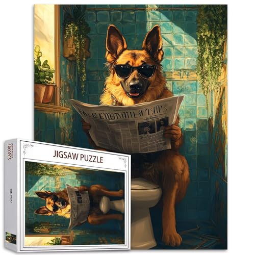 1000 Teile Deutscher Schäferhund Puzzle für Erwachsene, Tiere, Toiletten-Puzzle, interessantes Wildtier-Puzzle, 68,6 x 50,8 cm, herausfordernde Familienaktivitätsspiele, DIY-Bastelpuzzle für 1000 Teile Deutscher Schäferhund Puzzle für Erwachsene, Tiere, Toiletten-Puzzle, interessantes Wildtier-Puzzle, 68,6 x 50,8 cm, herausfordernde Familienaktivitätsspiele, DIY-Bastelpuzzle für von Aihonmin