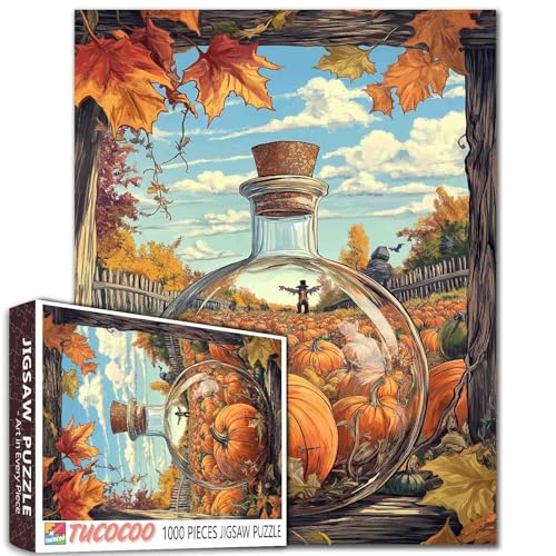 1000 Teile Herbst Kürbis Patch Trank Flasche Puzzle Vogelscheuche Herbst Blätter Erwachsene Puzzle 68,6 x 50,8 cm Detaillierte Malseite 1000 Teile Herbst Kürbis Patch Trank Flasche Puzzle Vogelscheuche Herbst Blätter Erwachsene Puzzle 68,6 x 50,8 cm Detaillierte Malseite von Aihonmin