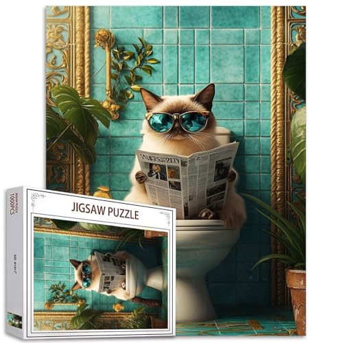 1000 Teile Siamkatzen-Puzzles für Erwachsene, Tiere, Toiletten-Puzzle, interessantes Puzzle, 50 × 70 cm, herausfordernde Familienaktivitäten, buntes DIY-Bastelpuzzle für Heimdekoration, Geschenke 1000 Teile Siamkatzen-Puzzles für Erwachsene, Tiere, Toiletten-Puzzle, interessantes Puzzle, 50 × 70 cm, herausfordernde Familienaktivitäten, buntes DIY-Bastelpuzzle für Heimdekoration, Geschenke von Aihonmin