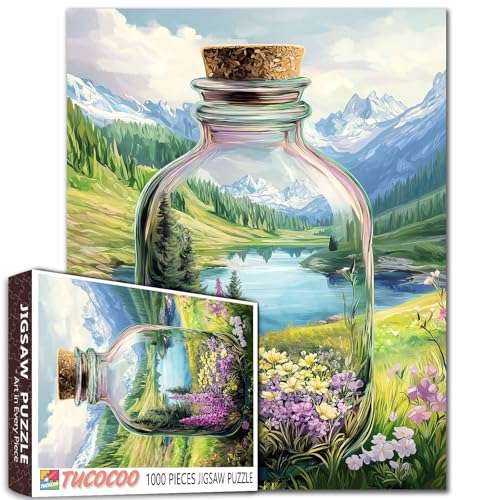 1000 Teile Sommer Lake Valley Trank Flasche Puzzle lebendige Landschaft Erwachsene Entspannung Puzzle 68,6 x 50,8 cm klare Linien von Aihonmin
