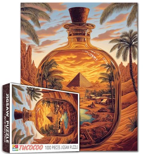 1000 Teile Wüstenoase Trank Flasche Puzzle Kamel Palmen Pyramide Stopper Erwachsene Herausforderndes Puzzle 68,6 x 50,8 cm 1000 Teile Wüstenoase Trank Flasche Puzzle Kamel Palmen Pyramide Stopper Erwachsene Herausforderndes Puzzle 68,6 x 50,8 cm von Aihonmin