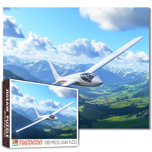 1000-teiliges Puzzle-Gleiter, Berg, sonniger Himmel, 50 x 70 cm, bunt, DIY-Puzzles für Heimdekoration, Geschenke, Familienpuzzle, perfekt für Spieleabende von Aihonmin