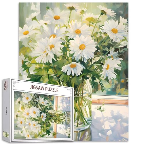 1000-teiliges weißes Gänseblümchen-Puzzle für Erwachsene, 68,6 x 50,8 cm, weiße Blumen mit grünen Puzzles, florale Pflanzenkunst-Puzzle, herausfordernde Familienaktivitäten, buntes DIY-Bastelpuzzle 1000-teiliges weißes Gänseblümchen-Puzzle für Erwachsene, 68,6 x 50,8 cm, weiße Blumen mit grünen Puzzles, florale Pflanzenkunst-Puzzle, herausfordernde Familienaktivitäten, buntes DIY-Bastelpuzzle von Aihonmin