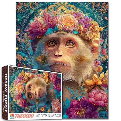 Affen-Dschungel-Puzzle, 1000 Teile, tropische Fantasie-Kunst, leuchtende Bananenblumen, Anime-Stil, 68 x 50 cm, hyperdetailliert, Gehirn-Teaser für Erwachsene Affen-Dschungel-Puzzle, 1000 Teile, tropische Fantasie-Kunst, leuchtende Bananenblumen, Anime-Stil, 68 x 50 cm, hyperdetailliert, Gehirn-Teaser für Erwachsene von Aihonmin