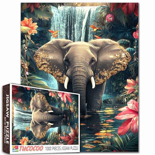 Aihonmin 1000 Teile Elefant im Wasser Puzzle für Erwachsene, Dschungeltier-Puzzle, buntes Puzzle, herausfordernde Familienaktivitäten, buntes Bastelpuzzle für Heimdekoration, Geschenke, 68 x 50 cm Aihonmin 1000 Teile Elefant im Wasser Puzzle für Erwachsene, Dschungeltier-Puzzle, buntes Puzzle, herausfordernde Familienaktivitäten, buntes Bastelpuzzle für Heimdekoration, Geschenke, 68 x 50 cm von Aihonmin