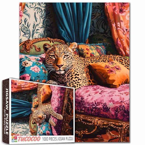 Aihonmin Gepard im Bett Puzzles für Erwachsene 1000 Teile Dschungeltier DIY Handarbeit Puzzles Boho Zimmer Kunst Puzzles für Heimdekoration Herausforderung Puzzle Stressabbau Spielabende Einzigartiges Aihonmin Gepard im Bett Puzzles für Erwachsene 1000 Teile Dschungeltier DIY Handarbeit Puzzles Boho Zimmer Kunst Puzzles für Heimdekoration Herausforderung Puzzle Stressabbau Spielabende Einzigartiges von Aihonmin