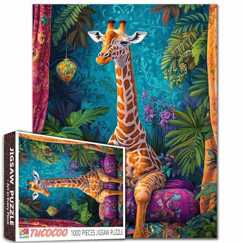 Aihonmin Niedliche Giraffen-Puzzles für Erwachsene, 1000 Teile, Tier auf Sofa, Puzzle, grüne Blätter, Puzzles für anspruchsvolle Familienaktivitäten, buntes DIY-Kunst-Puzzle, Heimdekoration Aihonmin Niedliche Giraffen-Puzzles für Erwachsene, 1000 Teile, Tier auf Sofa, Puzzle, grüne Blätter, Puzzles für anspruchsvolle Familienaktivitäten, buntes DIY-Kunst-Puzzle, Heimdekoration von Aihonmin